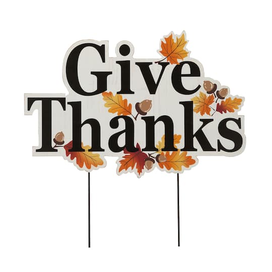 Glitzhome&#xAE; 24&#x22; Give Thanks Yard Stake or Hanging Wall D&#xE9;cor
